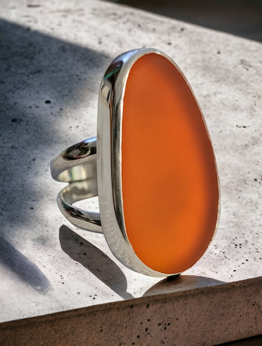 Orange Beach Glass Ring