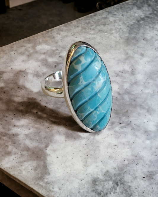 Carved Turquoise Ring