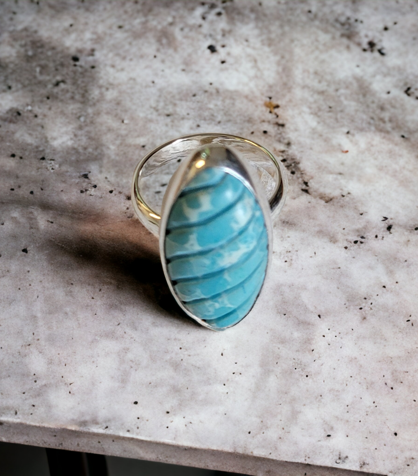 Carved Turquoise Ring